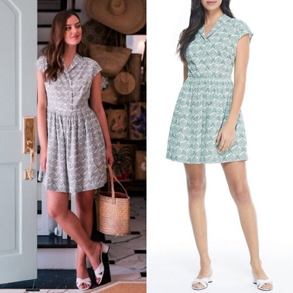 NWT Gal Meets Glam Emery Green Botanical Print Cotton Fit Flare Mini Dress 10 - Picture 2 of 13